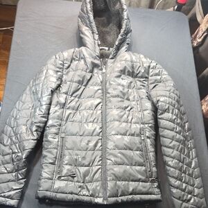 Womens New Balance Subdued Black And Grey Camo Sherpa Lined Puffer Jacket Size S